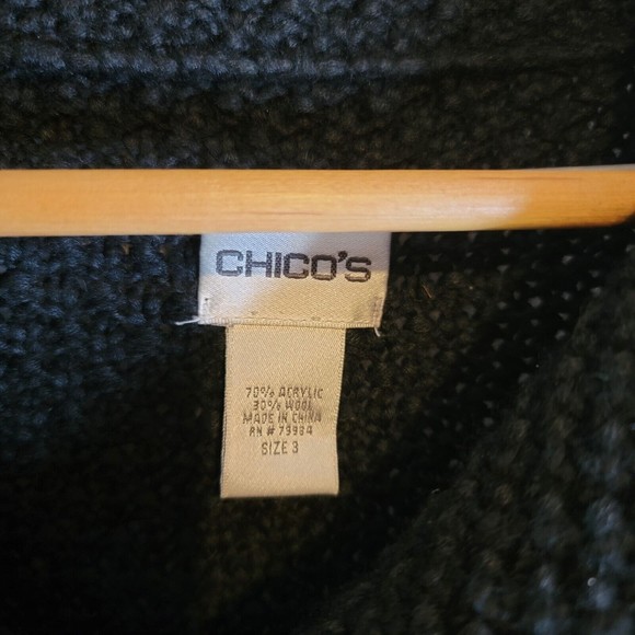 Chicos Black Short-sleeved Sweater size 3 Acrylic/Wool Blend - Picture 4 of 7